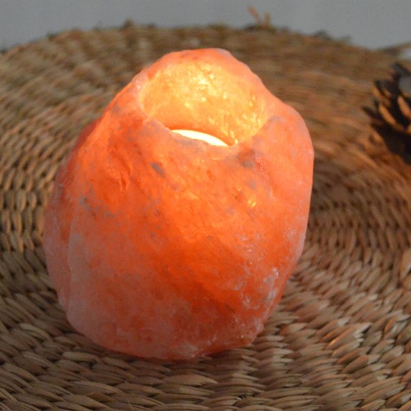Bougeoir en cristal de sel de l'Himalaya, 1kg - ZEN'Arôme