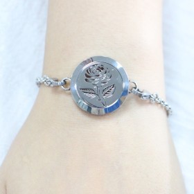 Bracelet d'Aromathérapie en inox, SOLI ROSE - ZEN'Arôme