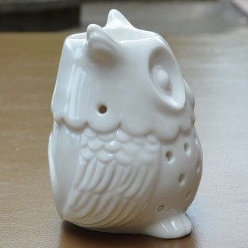 Diffuseur d'huiles essentielles/brûle-parfum à bougie en céramique laquée - Hibou - ZEN'Arôme