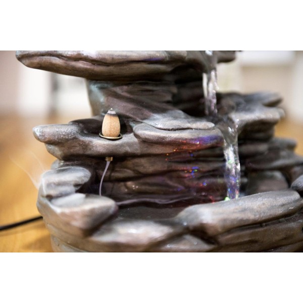 Fontaine à eau - Nature "Guilin" (éclairage LED et support pour cônes d'encens) - Zen'Light