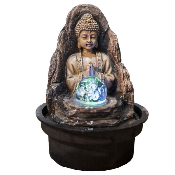 Fontaine à eau - Bouddha "Peace" (avec éclairage LED et boule) - Zen'Light