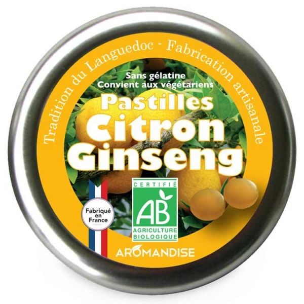 Pastilles artisanales du Languedoc, au Citron et Ginseng - 45g - Aromandise