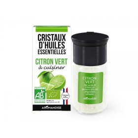 Cristaux d'huiles essentielles BIO à cuisiner, Citron vert - 10g - Aromandise
