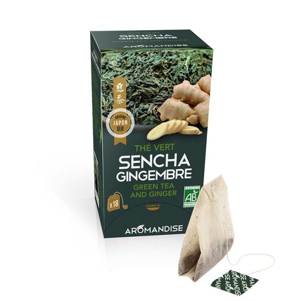 Thé vert Sencha et Gingembre en sachet - 18 sachets - Aromandise