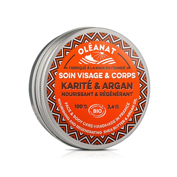 Beurre de karité & Argan BIO pour coprs et visage - 100 ml - Oléanat
