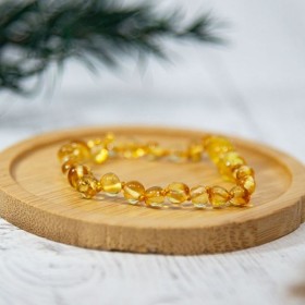 Bracelet bébé en Ambre, soulage les maux de dents et apaise - HONEY - 14cm - Irréversible Bijoux