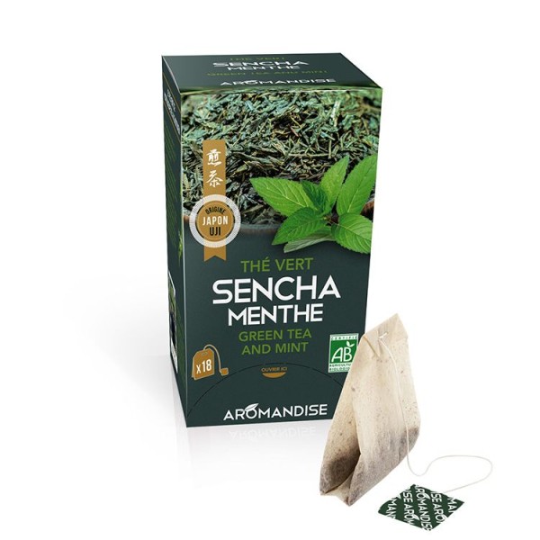 Thé vert Sencha de UJI et Menthe en infusettes - 18 sachets - Aromandise