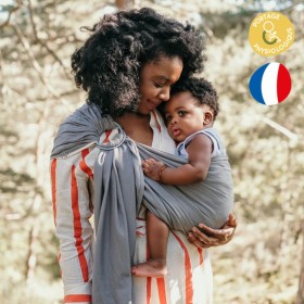 Écharpe de portage bébé en coton BIO sans nœud -  My SLING Uni , Gris Vintage - NéoBulle