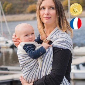 Écharpe de portage bébé en coton BIO sans nœud -  My SLING rayé , Malo - NéoBulle