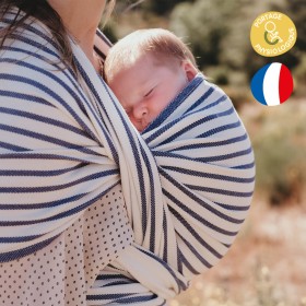 Écharpe de portage bébé en coton BIO - La Classique, rayée, Malo, 4,10m - NéoBulle