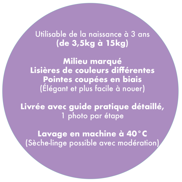 Écharpe de portage bébé en coton BIO - La Classique, rayée, Malo, 3.60m - NéoBulle