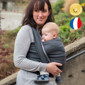 Écharpe de portage bébé en coton BIO - La Classique, unie, Anthracite, 4,10m - NéoBulle
