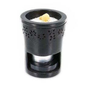 Diffuseur GEO en pierre avec frise de fleurs ciselées, pour résines et huiles - Les encens du monde