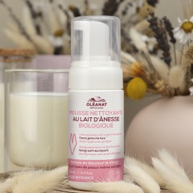 Mousse nettoyante Bio au lait d'ânesse des Açores - 100ml - Oléanat