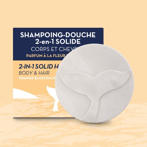 Shampoing Douche Solide 2-en-1, Parfum à fleur d'oranger - 85ml - The Green Emporium