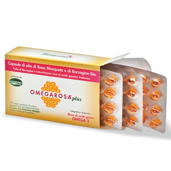 Omegarosa Plus, Capsules d’huile de Rose Musquée et Bourrache BIO - 60 capsules - Mosqueta's