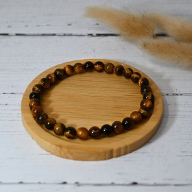 Bracelet en pierre naturelle pour adultes - Œil du Tigre Marron - 19cm - Irréversible Bijoux