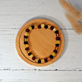 Bracelet en pierre naturelle pour adultes - Ambre multicolore - 19cm - Irréversible Bijoux