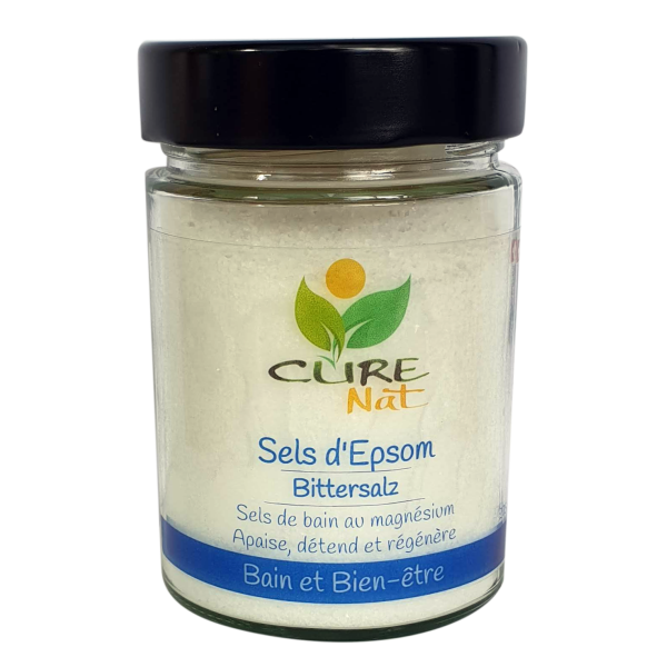Sel d’Epsom (Sulfate de Magnésium, qualité alimentaire) - Pot de 275g en verre ou jusqu'à 5kg (Recharge) - Curenat
