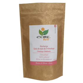 Sel de bain pur de l’Himalaya - Pot de 350g en verre ou jusqu'à 5kg (rechagre) - Curenat