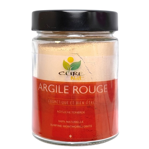Argile Rouge (Montmorillonite) BIO - Pot de 200g (verre), jusqu'à 5kg (recharge) - Curenat