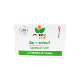 Savon artisanal et 100% naturel Suisse,  Citronnelle et Chanvre - 95g - Curenat