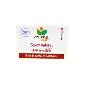 Savon artisanal et 100% naturel Suisse,  Bois de Santal et Patchouli - 95g - Curenat