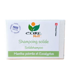 Shampoing Solide artisanal suisse, Menthe poivrée et Eucalyptus - 95g - Curenat