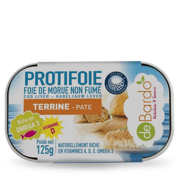 Terrine de Foie de Morue "Protifoie" non fumée - Riche en Oméga 3 & Vitamines - 115g - De Bardo